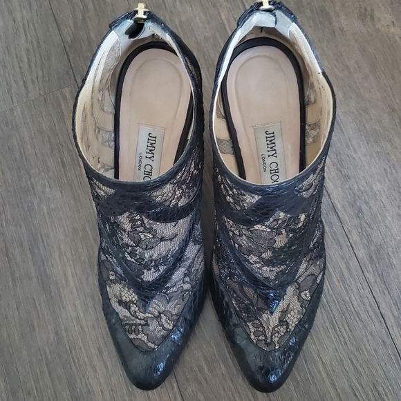 ๐ 3X HOST PICK ๐ Jimmy Choo Newton Leather/Lace/Mesh Heeled Booties - Picture 8 of 15